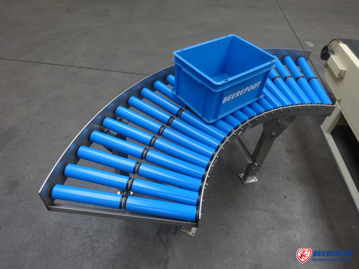 Rollenbaanbochten, RVS, nieuw